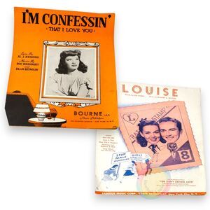 Lot of 2 VTG 1944 Sheet Music WWII Era Dinah Shore Movie Tin Pan Alley